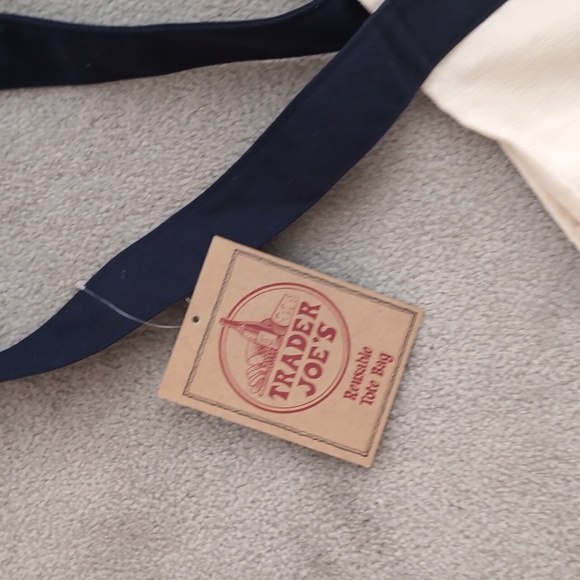 Trader Joe's Navy and Cream Canvas Tote Bag - Picture 5 of 5